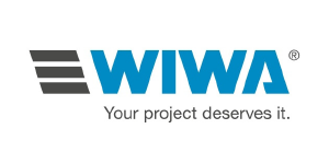Logo der Firma WIWA in blau, weiß und schwarz mit der Unterschrift "Your project deserves it"